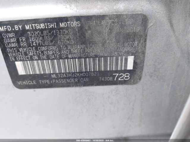 2019 MITSUBISHI MIRAGE ML32A3HJ2KH007821 Photo 8
