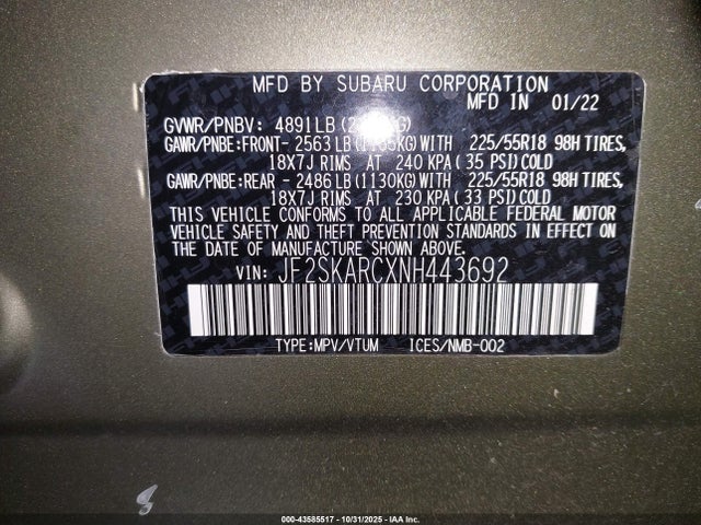 2022 SUBARU FORESTER JF2SKARCXNH443692 Photo 8