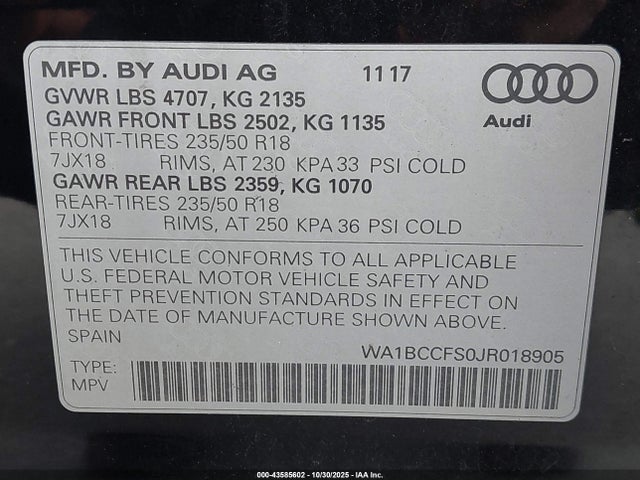 2018 AUDI Q3 WA1BCCFS0JR018905 Photo 8