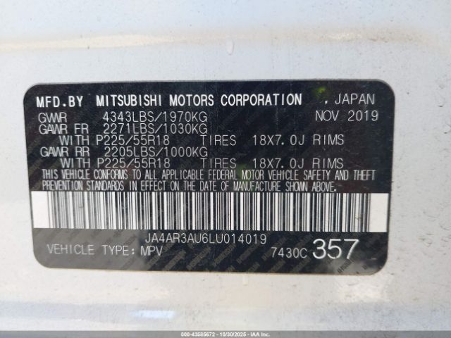 2020 MITSUBISHI OUTLANDER SPORT JA4AR3AU6LU014019 Photo 8