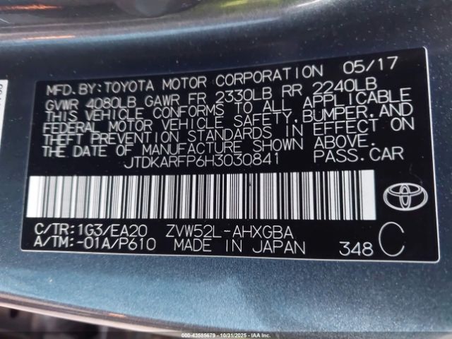 2017 TOYOTA PRIUS PRIME JTDKARFP6H3030841 Photo 8