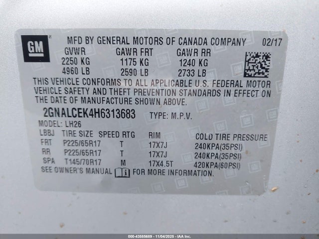 Chevrolet EQUINOX LT 2017 2GNALCEK4H6313683 Image 9