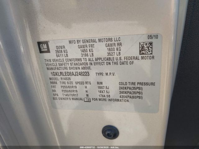 2010 GMC ACADIA 1GKLRLED8AJ248223 Photo 8