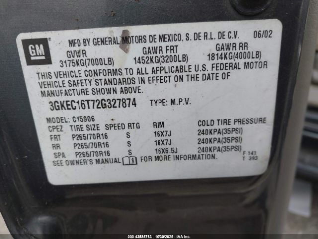 2002 GMC YUKON XL 1500 3GKEC16T72G327874 Photo 8