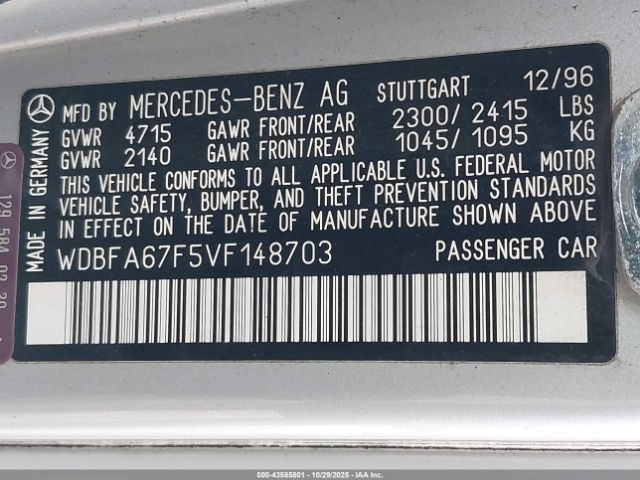 1997 MERCEDES-BENZ SL 500 WDBFA67F5VF148703 Photo 8