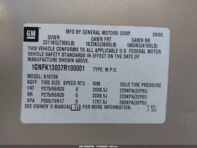 2007 CHEVROLET TAHOE 1GNFK13037R100001 Photo 8