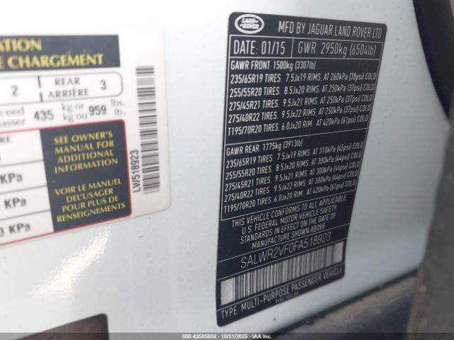 2015 LAND ROVER RANGE ROVER SPORT SALWR2VF0FA518923 Photo 8