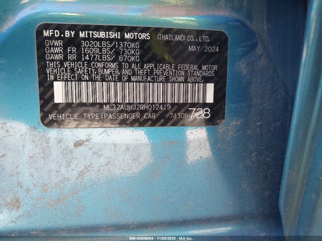 2024 MITSUBISHI MIRAGE ML32AUHJ2RH012419 Photo 8