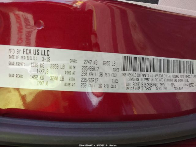 2019 CHRYSLER PACIFICA 2C4RC1BG9KR680701 Photo 8