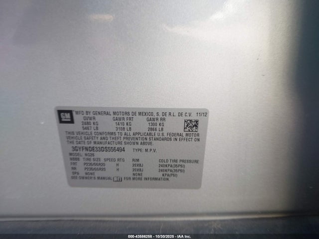 2013 CADILLAC SRX 3GYFNDE33DS556494 Photo 8