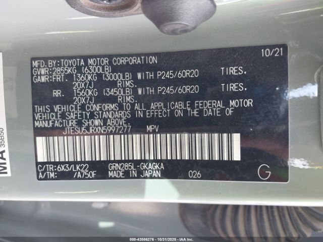2022 TOYOTA 4RUNNER JTESU5JRXN5997277 Photo 8