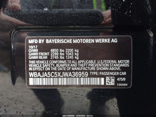 2018 BMW 530I WBAJA5C5XJWA36959 Photo 8