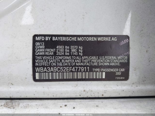 2014 BMW 335I WBA3A9C52EF477911 Photo 8