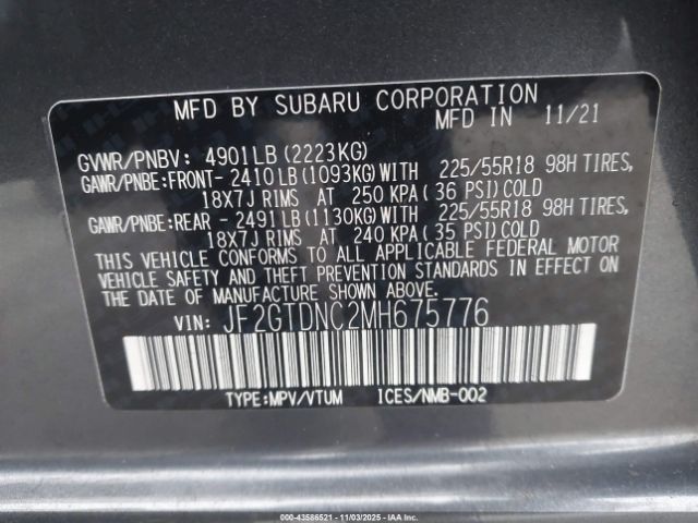 2021 SUBARU CROSSTREK JF2GTDNC2MH675776 Photo 8