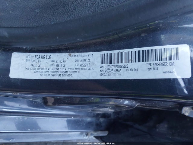43586590 :رقم المزاد ، 1C3CCCAB7GN185123 vin ، 2016 Chrysler 200 Limited Platinum مزاد بيع