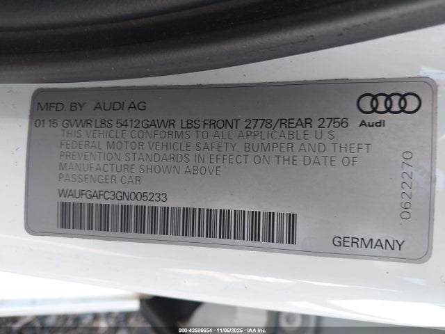2016 AUDI A6 WAUFGAFC3GN005233 Photo 8