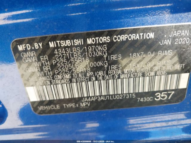 2020 MITSUBISHI OUTLANDER SPORT JA4AP3AU1LU027315 Photo 8