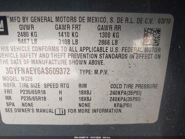 2010 CADILLAC SRX 3GYFNAEY6AS609372 Photo 8