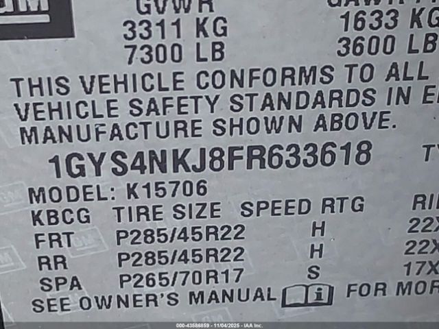 2015 CADILLAC ESCALADE 1GYS4NKJ8FR633618 Photo 8