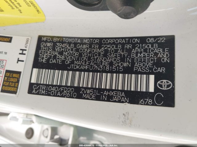 2022 TOYOTA PRIUS JTDKAMFU7N3181515 Photo 8