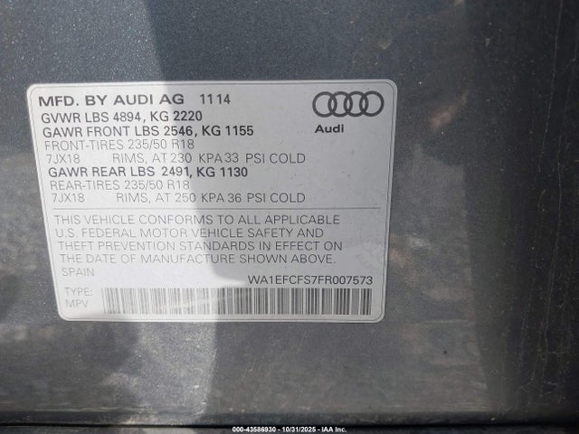 2015 AUDI Q3 WA1EFCFS7FR007573 Photo 8