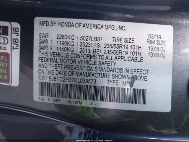 2019 ACURA RDX 5J8TC2H37KL039573 Photo 8