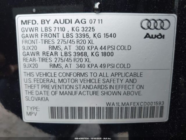 2012 AUDI Q7 WA1LMAFEXCD001593 Photo 8