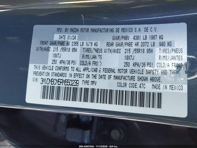 Продажа на аукционе авто 2024 Mazda Cx-30 2.5 S Carbon Edition, vin: 3MVDMBCM5RM650239, номер лота: 43587043