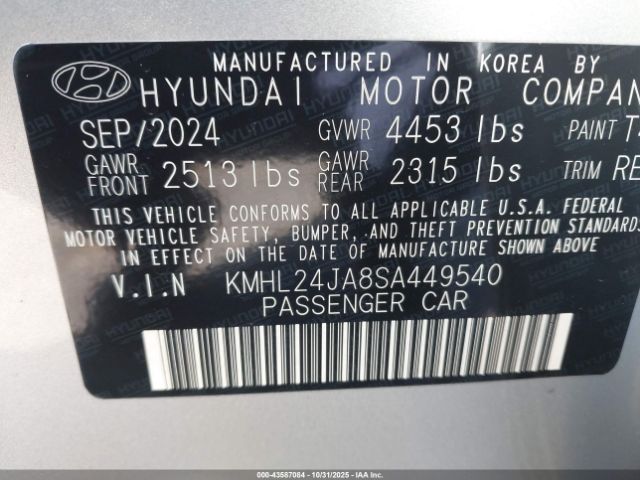 2025 HYUNDAI SONATA KMHL24JA8SA449540 Photo 8