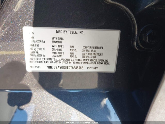 2026 TESLA MODEL Y 7SAYGDEE0TA388086 Photo 8