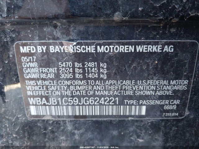 Aukcja sprzedaży 2018 Bmw 530e Xdrive Iperformance, vin: WBAJB1C59JG624221, numer aukcji: 43587167