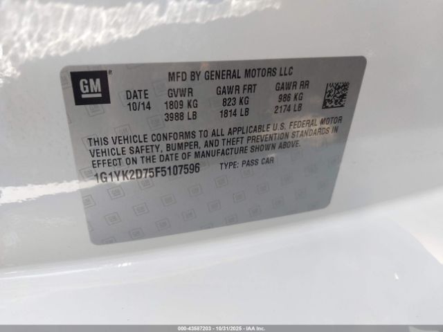 2015 CHEVROLET CORVETTE 1G1YK2D75F5107596 Photo 8