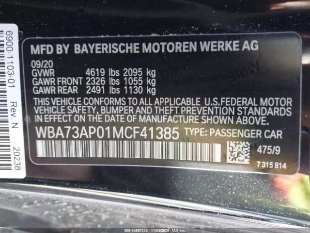 2021 BMW 430I WBA73AP01MCF41385 Photo 8