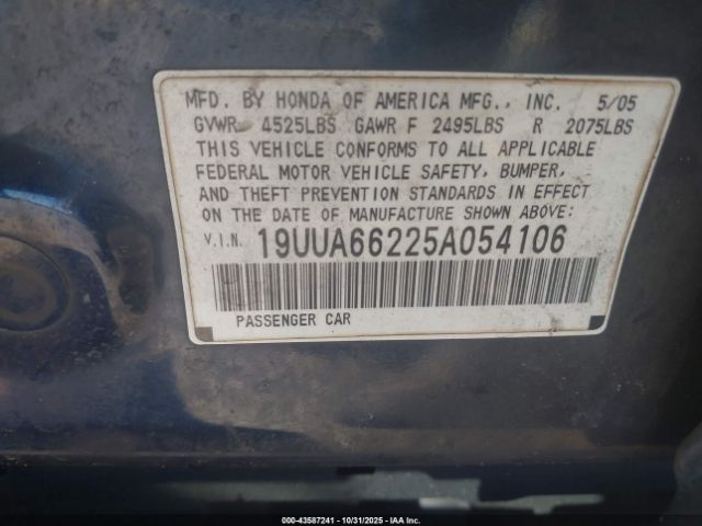 2005 ACURA TL 19UUA66225A054106 Photo 8