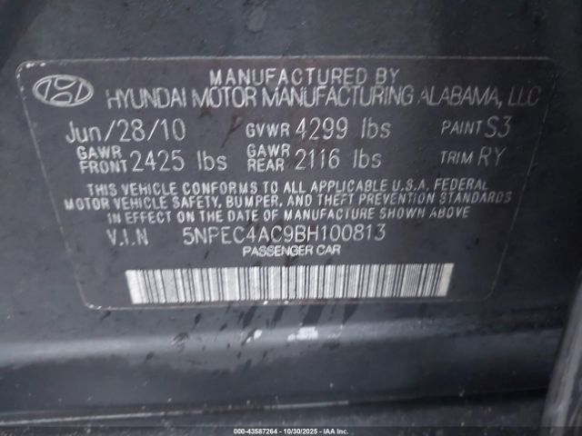 2011 HYUNDAI SONATA 5NPEC4AC9BH100813 Photo 8