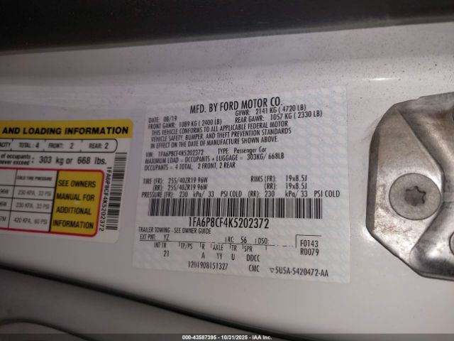 2019 FORD MUSTANG 1FA6P8CF4K5202372 Photo 8