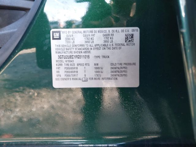 2015 GMC SIERRA 1500 3GTU2UEC1FG511016 Photo 8