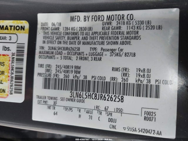 3LN6L5HC8JR626258 Lincoln Mkz Black Label