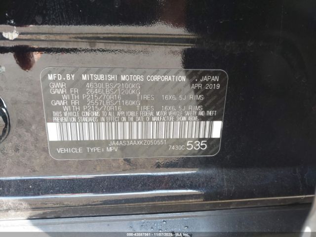 2019 MITSUBISHI ECLIPSE CROSS JA4AS3AAXKZ050551 Photo 8