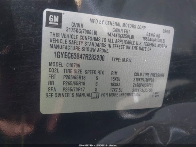2007 CADILLAC ESCALADE 1GYEC63847R283200 Photo 8