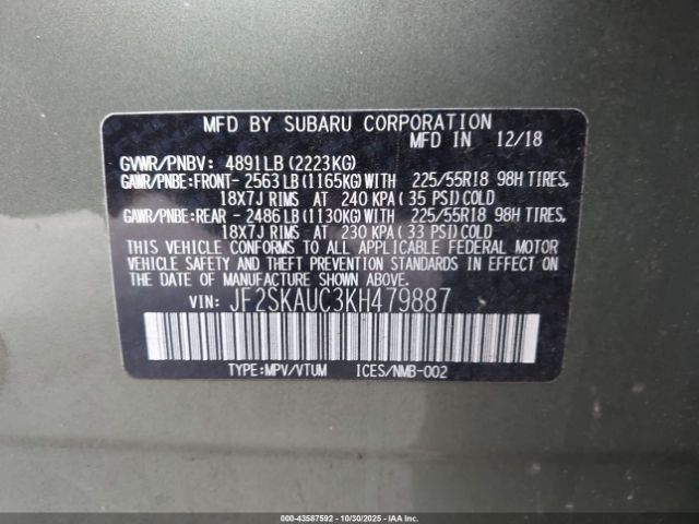 2019 SUBARU FORESTER JF2SKAUC3KH479887 Photo 8