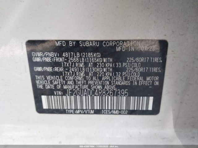 2024 SUBARU CROSSTREK JF2GUADC4R8267395 Photo 8