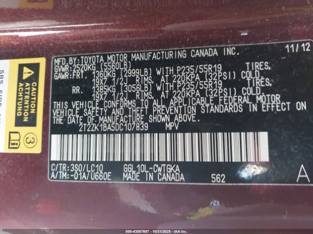 2013 LEXUS RX 350 2T2ZK1BA5DC107839 Photo 8