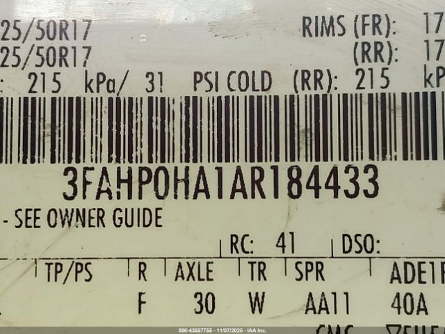 2010 FORD FUSION 3FAHP0HA1AR184433 Photo 8