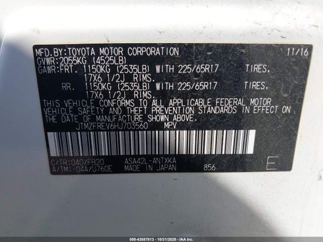 Toyota RAV4 LE 2017 JTMZFREV6HJ703560 Image 31
