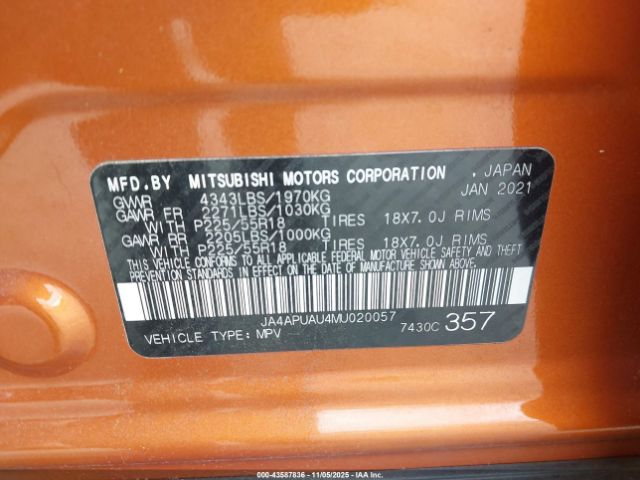 2021 MITSUBISHI OUTLANDER SPORT JA4APUAU4MU020057 Photo 8