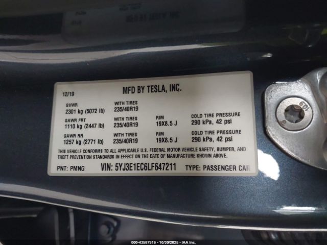 2020 TESLA MODEL 3 5YJ3E1EC6LF647211 Photo 8
