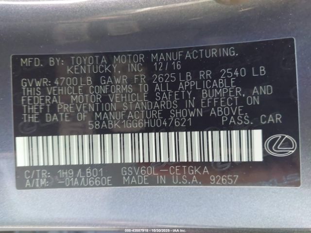 2017 LEXUS ES 350 58ABK1GG6HU047621 Photo 8