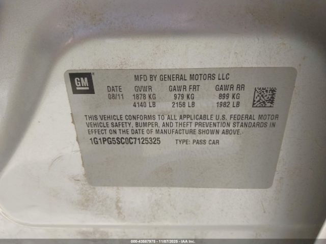 2012 CHEVROLET CRUZE 1G1PG5SC0C7125325 Photo 8