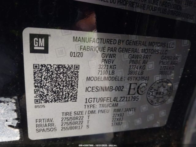 2020 GMC SIERRA 1500 1GTU9FEL4LZ211795 Photo 8